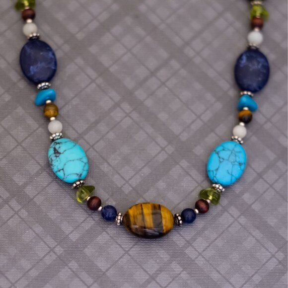 18 inch, Vintage Bohemian Stone Beads Elegant Beaded Necklace - G50 - Picture 1 of 3